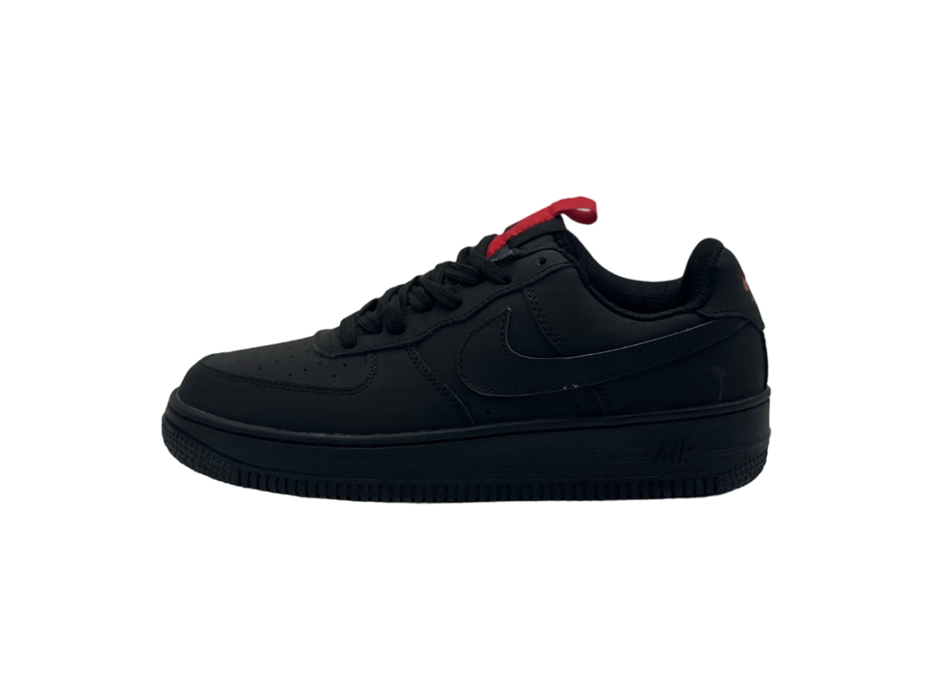 Nike air force 1 anthracite black red top