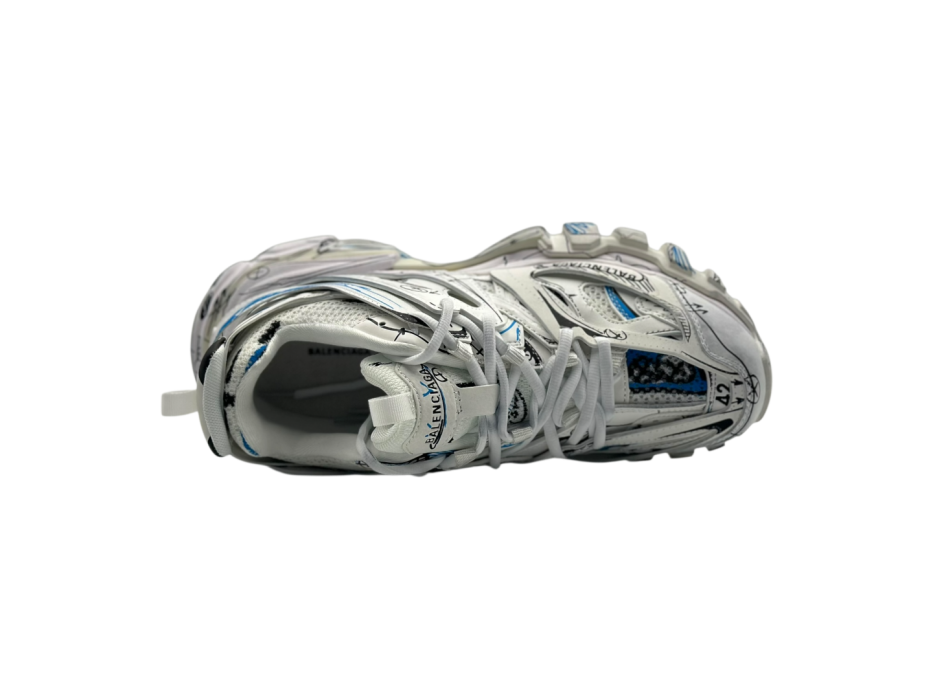 Кроссовки Balenciaga Track 1.0 Sneakers ' White Blue Mesh and Nylon Graffiti'