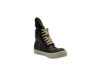 RICK OWENS  GEOBASKET IN BLACK/MILK FULL GRAIN