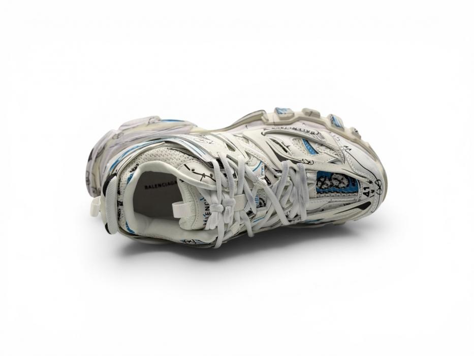 Кроссовки Balenciaga Track 1.0 Sneakers ' White Blue Mesh and Nylon Graffiti'