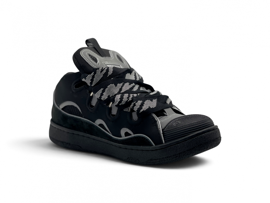Кроссовки LANVIN Curb Black Silver Reflective Sneakers