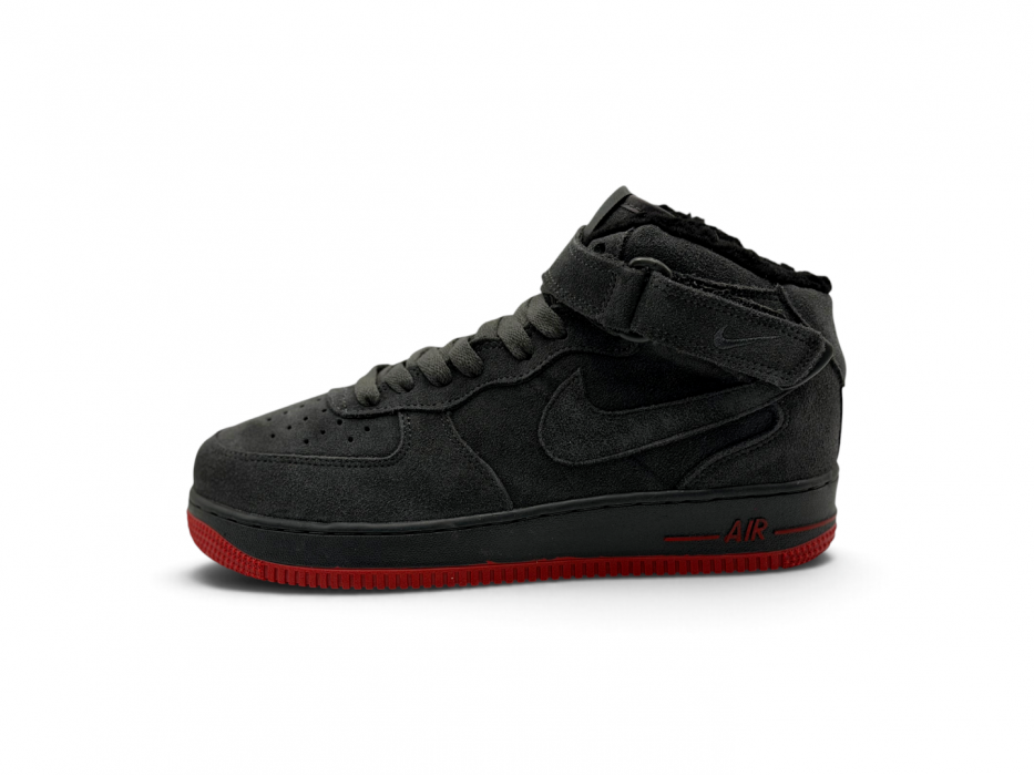 Nike Air Force Mid Suede 'Grey/Red' Winter