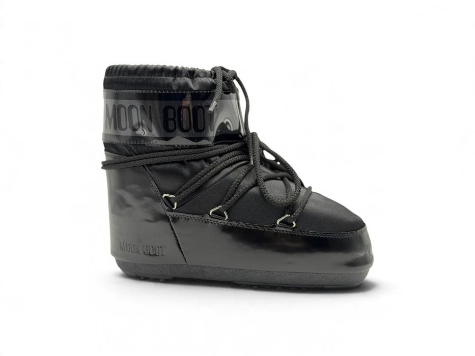 Moon Boot Icon Low Nylon Boot 'Patent Black'